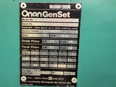Used MCGRAW-EDISON _UNKNOWN_ Gas Generators Michigan US | Miedema Asset Management Group #1456897
