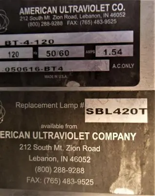 USED AMERICAN ULTAVIOLET BT-4-120