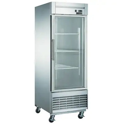 New | in-Stock Dukers New Dukers D28R-GS1 Bottom Mount Glass Single Door Commercial Reach-in Refrigerator Display Refrigerators Illinois US | Falcon Restaurant Supply #1376354