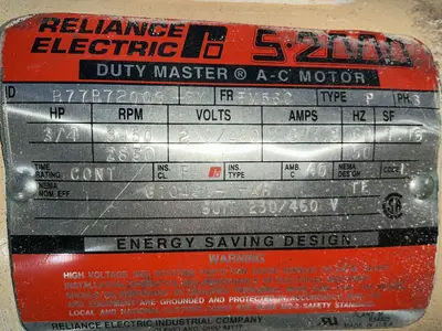Used RELIANCE ELECTRIC B77B7200S A.C. Motors Ohio US | HGR 24 #1478411