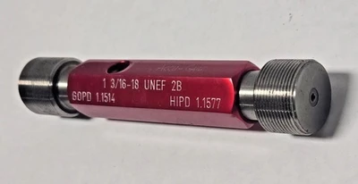 1-3/16 18 UNEF 2B THREAD PLUG GAGE GO NO GO P.D. 1.1514 & 1.1577 ACCU-GAGE