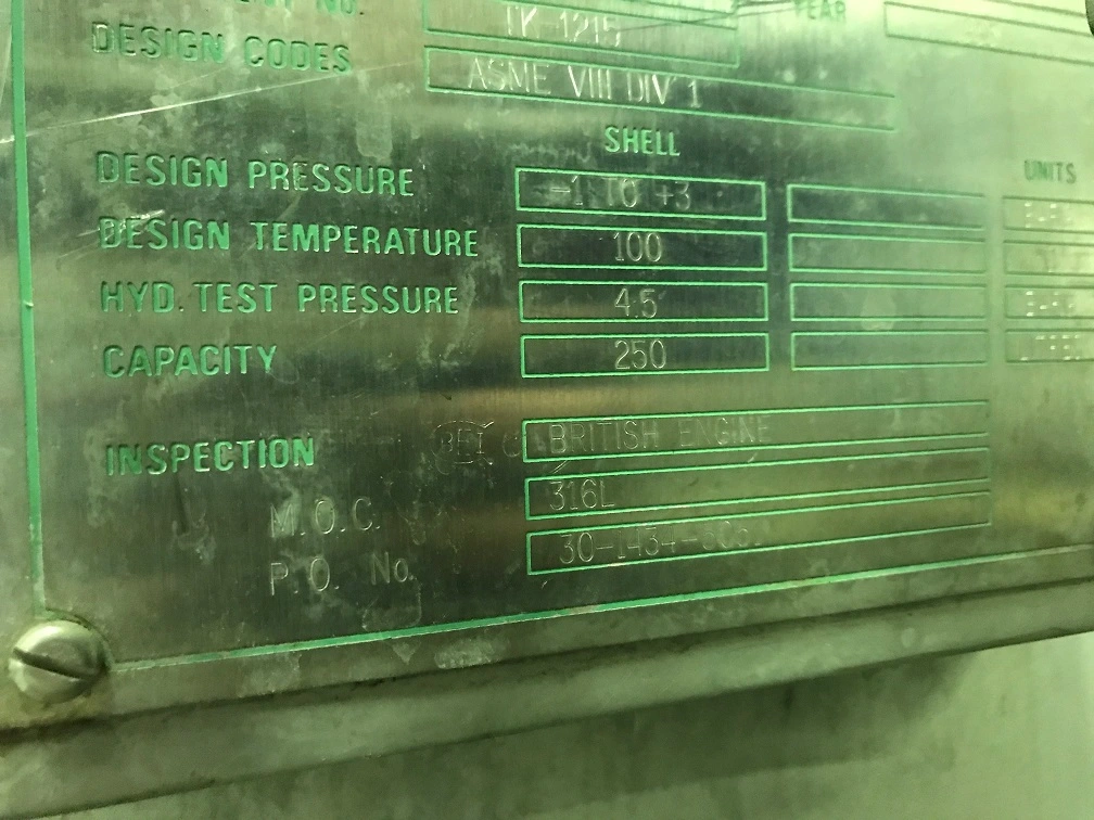 250L S/S Vertical Reactor 0.25 kw