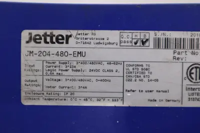 Jetter JetMove JM-204-480-EMU Servo Drive STOCK H989