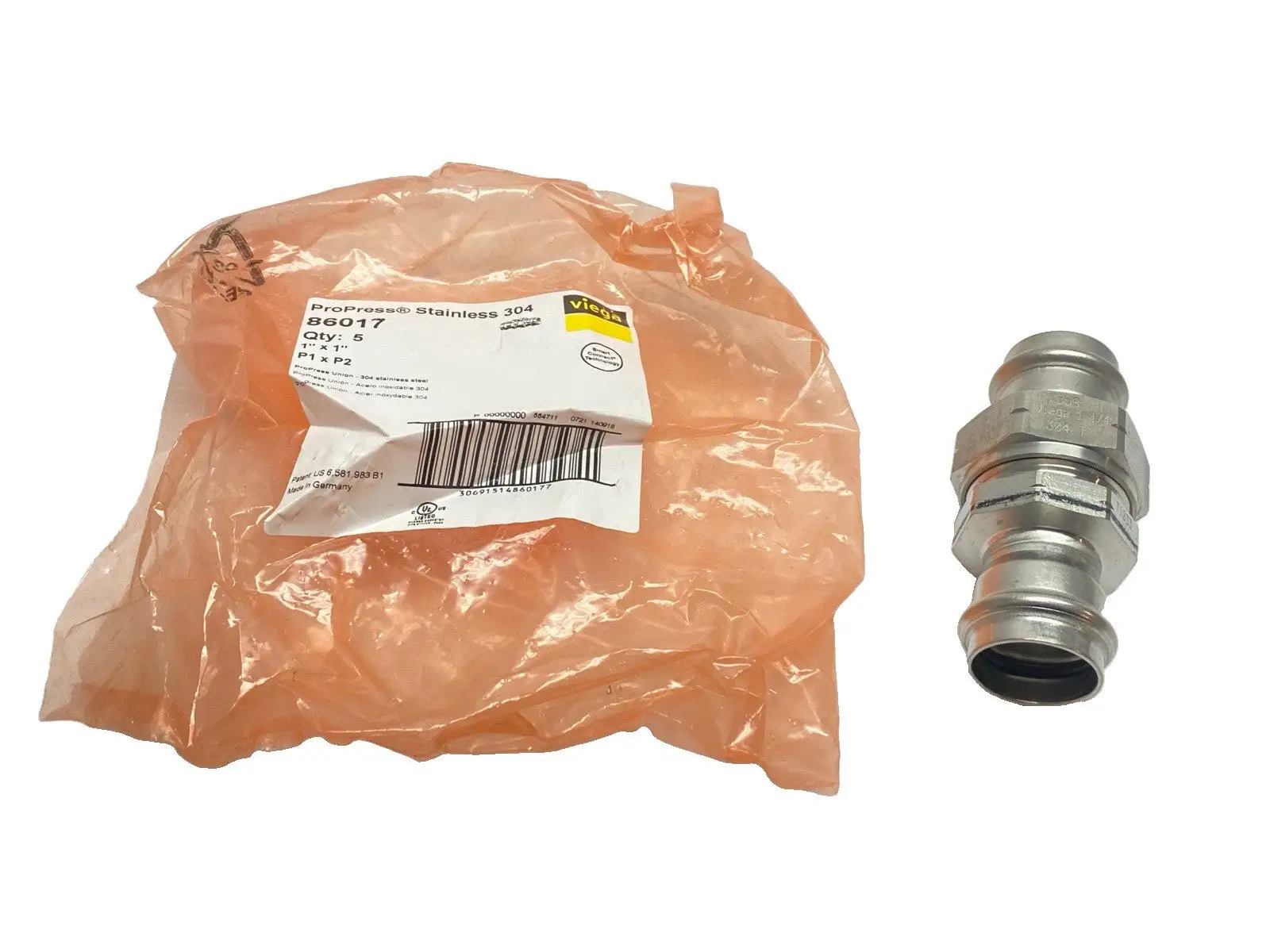 New | in-Stock Viega ProPress Stainless Steel Union 1" x 1" P1 x P2 Plumbing Equipment Michigan US | Maverick Industrial Sales #1483156