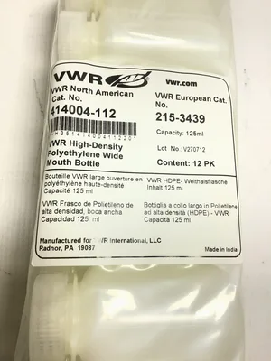 VWR 414004-112 – 215-3439 High Density Polyethylene Wide Mouth Bottle 125 ml