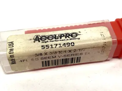 USED ACCUPRO SQUARE END MILL: 3/8" DIA, 1" LOC, 4 FLUTE, SOLID CARBIDE