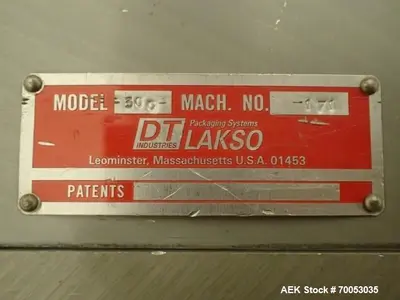 Used Lakso Model 300 Twin Head Cotton Inserter – 300 BPM, Timing Screw, Slat Conveyor, Serial# 171