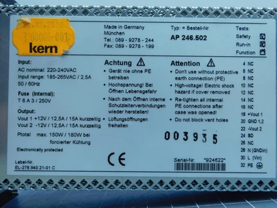 Used KERN _UNKNOWN_ AC/DC Power Supplies | OCO Industrial #1655457