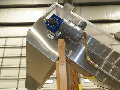 Shibuya Hoppmann Stainless Bottle Valve Feed Hopper Elevator Conveyor .5Hp 460V