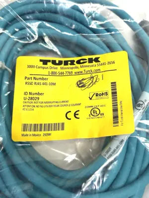 NEW TURCK DOUBLE-ENDED ETHERNET CORDSET M12 MALE TO RJ45 10M
