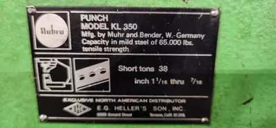 Used 1983 MUBEA KL-350 Single End Punches Oregon US | Aucto #1335054