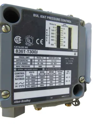 ALLEN BRADLEY 836T-T300J PRESSURE CONTROL SWITCH SER.A 836TT300J NEW, SURPLUS
