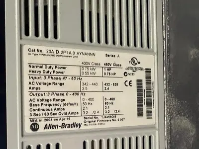 🔴 Heading to Auction May 27 - Used Five Allen Bradley Power Flex70 Variable Frequency Drives (480 Volt)