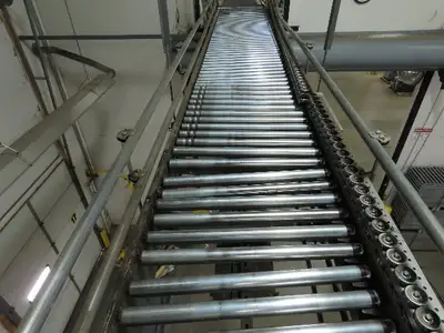 Automotion 30"x 24' V-Belt End Drive Skew Bed Roller Conveyor 3/4Hp 460V 170FPM