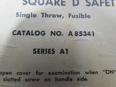Square D A85341 Ser.A1 Fused single throw safety switch disconnect 30A 600V
