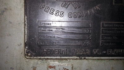 1979 FEDERAL 60 Presses, O.B.I, Flywheel, Single Crank | Rock Solid Tools (8)