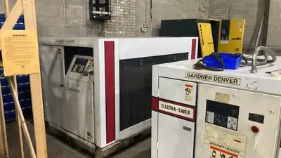 100 HP GARDNER DENVER EBPQMB ROTARY SCREW/SLIDING VANE AIR COMPRESSOR