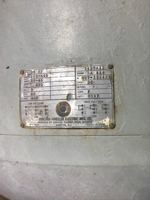 Crocker-Wheeler 30 HP/ 800 RPM