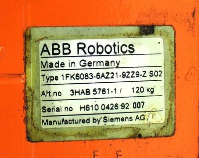 USED ABB ROBOTICS 1FK6083-6AZ21-9ZZ9-ZS02