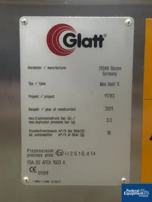 Used Glatt Glatt Mini Glatt 5 Fluid Bed Dryer Fluid Bed Dryers Ohio US | Federal Equipment Company #1125050