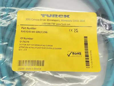 New | in-Stock Turck Industrial Ethernet Cordset M RJ45 30m U-74279 PLC Ethernet Equipment Michigan US | Maverick Industrial Sales #1393150