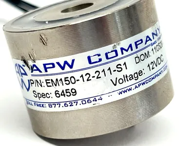 EM150-12-211-S1 | APW Company  Round Electromagnet 1-1/2" Diameter 88lb Holding - Used