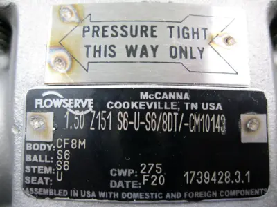 NEW Flowserve 1.50 Z151 S6-U-S6/8DT/-CM10143