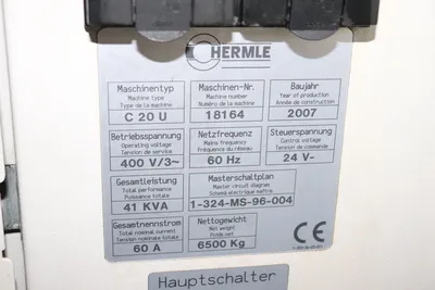 USED 2007 HERMLE C 20 U