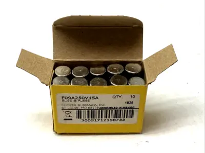 Cooper Bussmann F09A250V15A Electrical Fuses 250V 15A BOX OF 10 - New Other