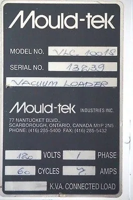 USED MOULD-TEK VLC-1001S VACUUM LOADER VLC1001S