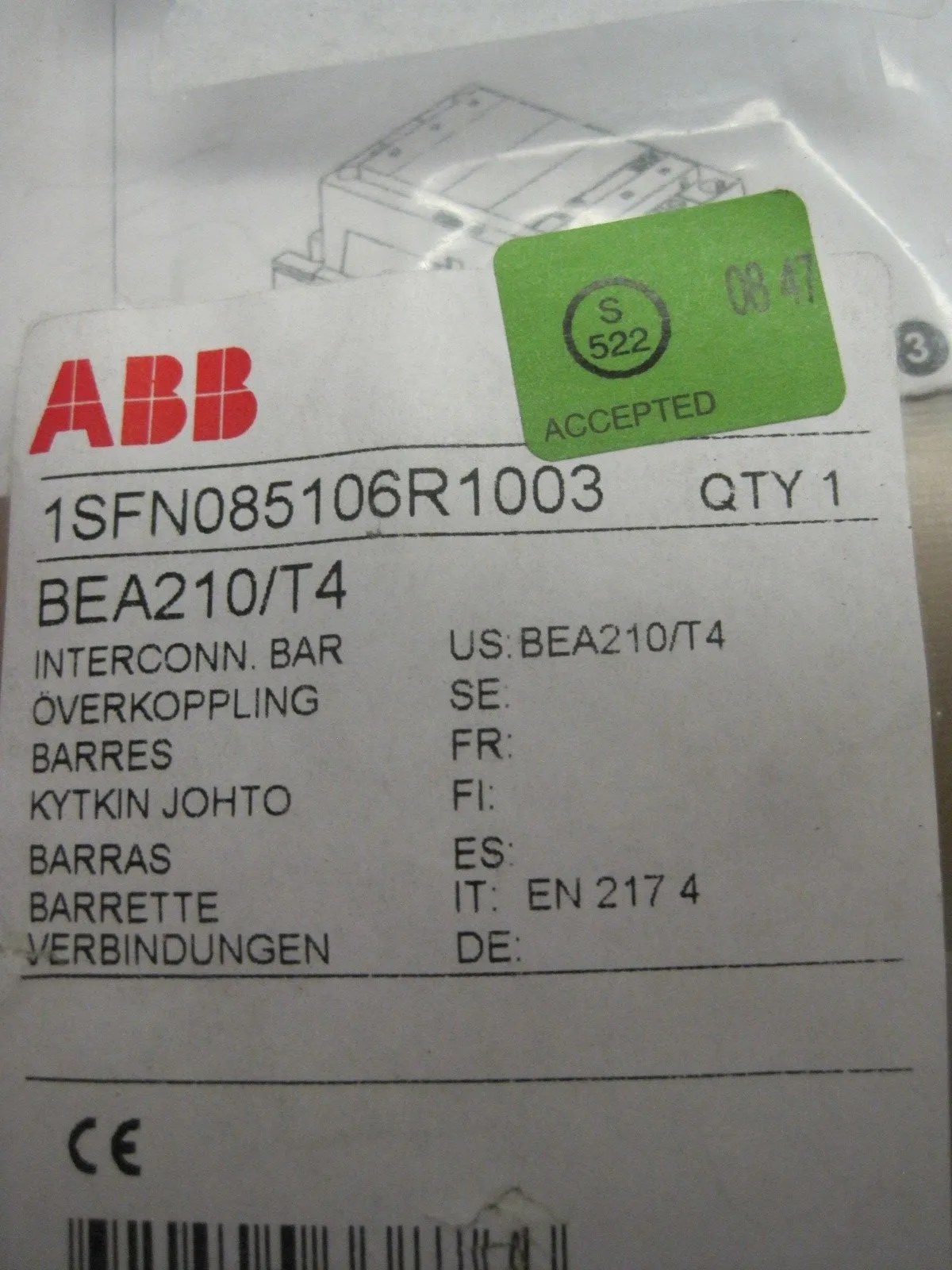NEW ABB 1SFN085106R1003 KIT BEA210/T
