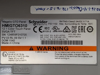 SCHNEIDER ELECTRIC HMIGTO6310 MAGELIS GTO 12.1in COLOR TOUCH PANEL ASSEMBLY