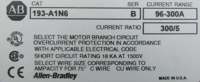 NEW ALLEN BRADLEY 193-A1N6 OVERLOAD RELAY SER. B 193A1N6
