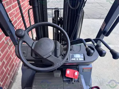 USED TOYOTA 8FBCU25 ELECTRIC FORKLIFT  5000 LBS CAPACITY 4 STAGE MAST W/ CHARGER