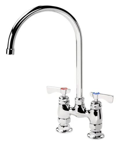Krowne 15-402L Deck Mount Faucet - 8 1/2" Gooseneck Spout, 4" Centers