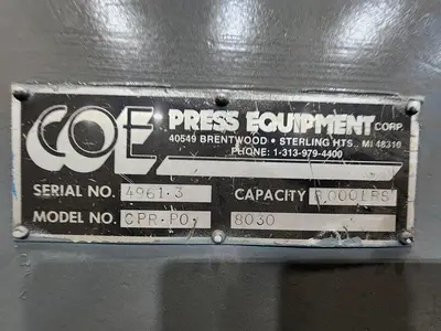 Used COE CPRF-330/CPPS-PO/CPR-PO Coil Feed Lines Michigan US | Midwest Press and Automation #1287251