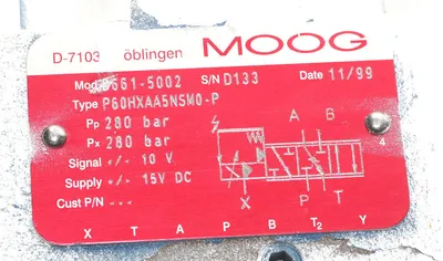 MOOG TYPE: P60HXAA5NSM0-P SERVO VALVE MODEL: D661-5002