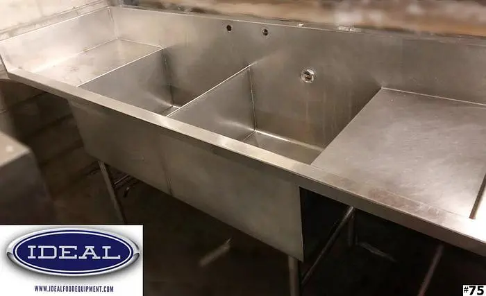 2 Compartment stainles steel pot sink with 2 drainboards