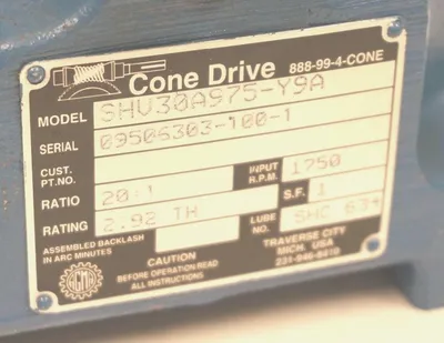 NEW CONE DRIVE SHV30A975-Y9A SPEED REDUCER 20:1 RATIO SHV30A975Y9A