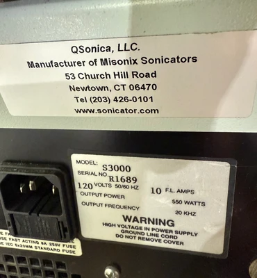 used Sonicator, Mfgd. by QSonics, Model S3000