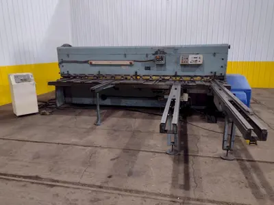 13' x 1/4" AMADA MODEL #M-4065 MECHANICAL POWER SQUARING SHEAR, FRONT GUAGING, CONVEYOR & STACKER: STOCK #19272