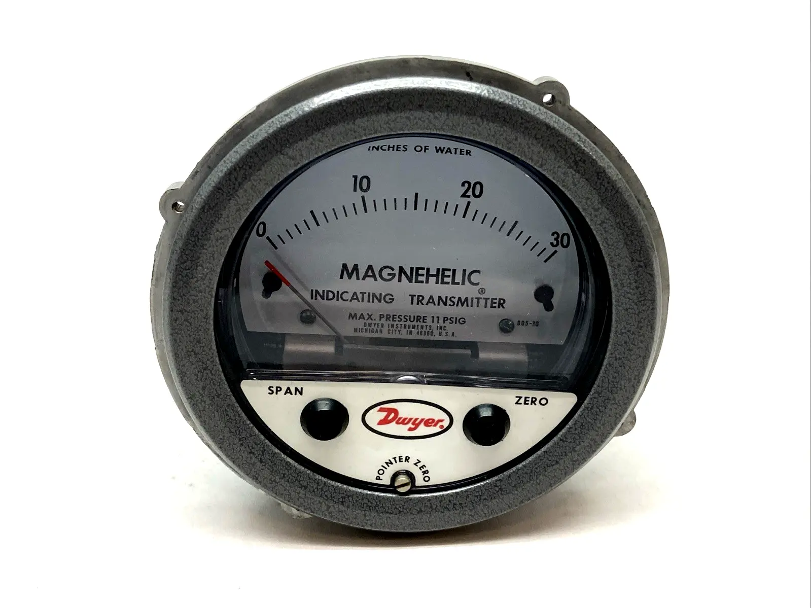 605-30 | Dwyer Instruments  Magnehelic Indicating Transmitter 11psi Range 0-30" w.c - Used
