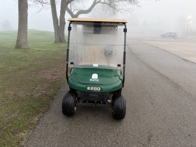 (1) 2019 E-Z-Go EFI golf cart with a Kawasaki gas engine, model 657061G01, includes canopy, fold-dow...