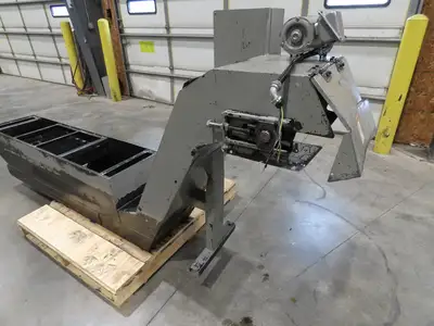 Enomoto Hinge Belt CNC Chip Conveyor 16"x 62" Infeed 31" Discharge 220V 3PH