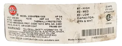 NEW US MOTORS K55HXPBM-1308
