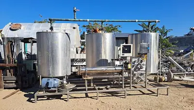 CIP System, 3-Tank, 400 Gallon Each, Stainless Steel, Pump, Heat Exchanger - #S745273