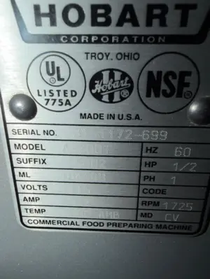 142-1286 Hobart A-200T 20 Qt Mixer with Stand