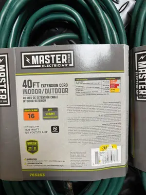 Master Electrician 40ft Extension Cord Indoor/Outdoor - 16 AWG - 3-Prong SJTW - Lot of 3 - 765263