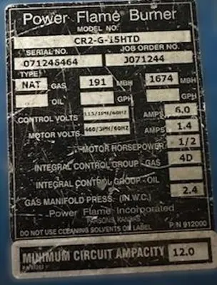 30 HP Hurst Boiler Low-Pressure Steam Boiler – 2012