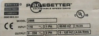 NEW BODINE ELECTRIC 2985 PACESETTER ADJUSTABLE SPEED DRIVE